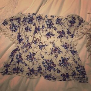 Lush flower off the shoulder top